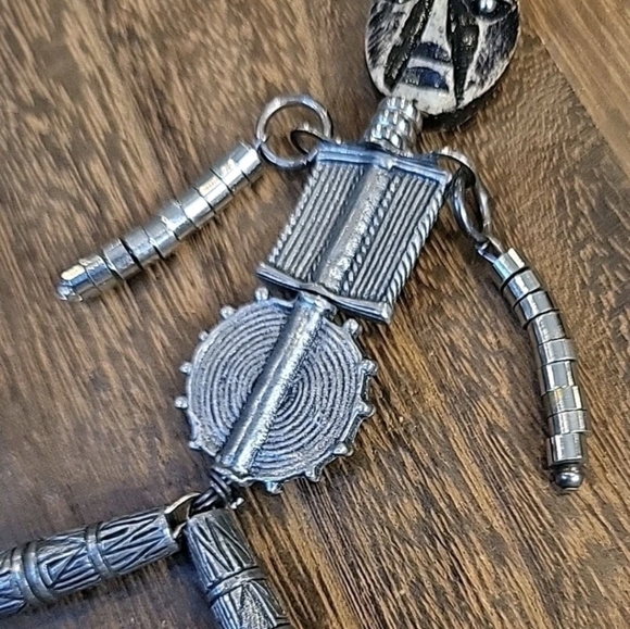 Vtg Mixed Metal Human Replica Carved Face Figure Pendant - Picture 5 of 11